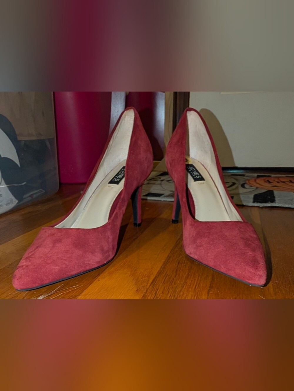 Jones New York Delta Burgundy Kid Suede Pointed Toe Stiletto Pumps Heels 9M